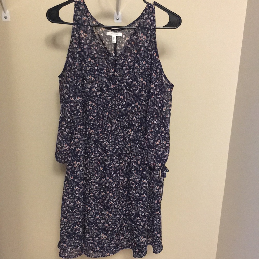 Navy Blue floral open shoulder dress